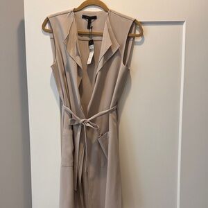 Sleeveless Beige Vest with Belt